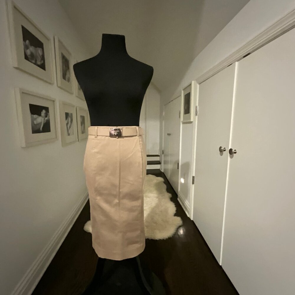 Prada Milano Beige Belted Pencil Skirt Size 38 - Like New - Picture 7 of 16